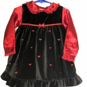 All Mine girls bow embroidered jumper dress